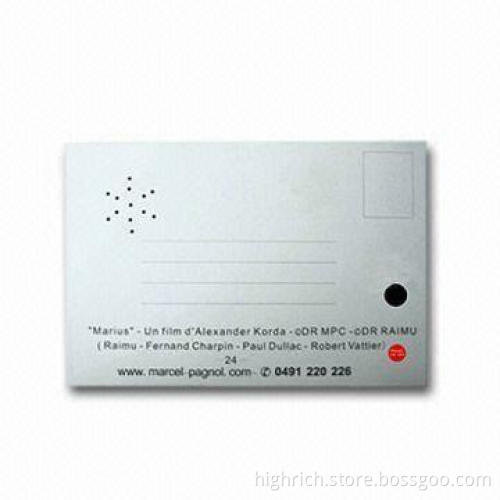Voice Recording Postcard with Record IC, Broad Logo Printing Area for Promotional Purposes